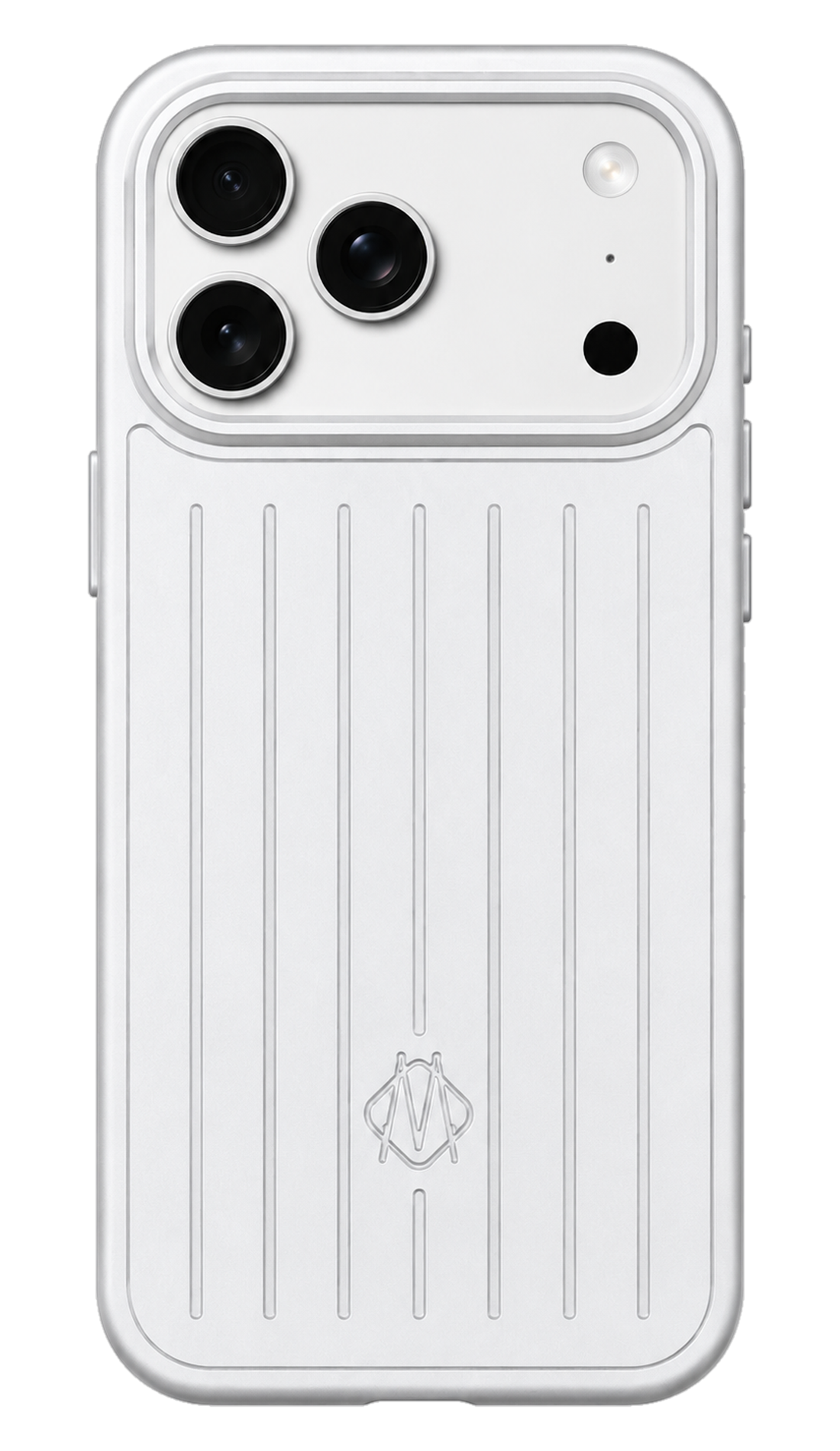 iPhone 17 Pro Max blanc équipé de la Coque Premium NUXEVO blanche